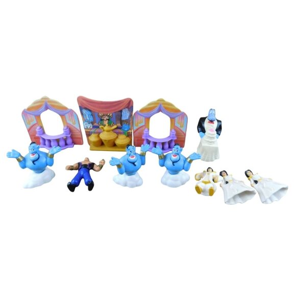 Lot of Vintage Disney Aladdin Plastic Figurines Playset Pieces Genie Jasmine - Picture 1 of 8